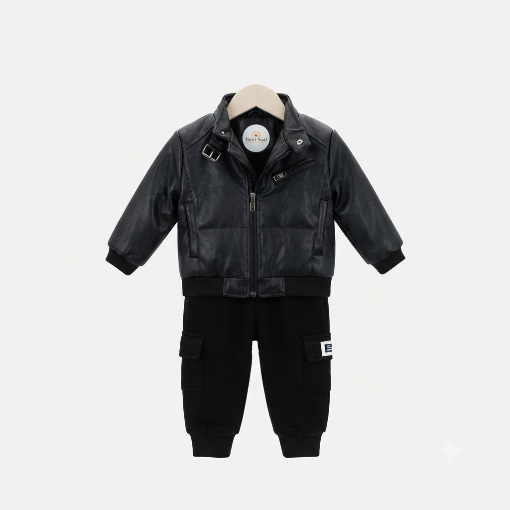 Boys' Fur-Lined Faux Leather Biker Set