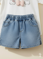 Kitty Charm Denim Co-ord Set White