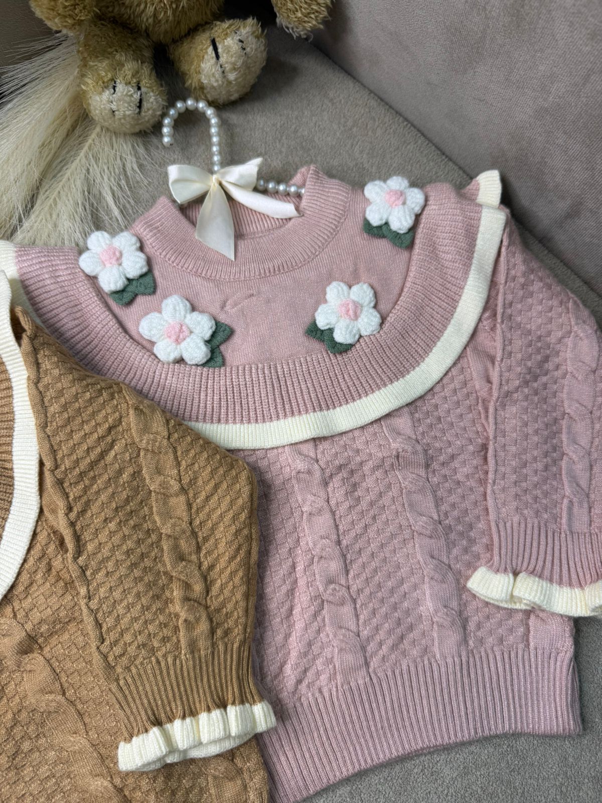 Pink Petal Ruffle Knit Sweater — Winter Charm