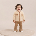 Cream Bow Knit Cardigan Set