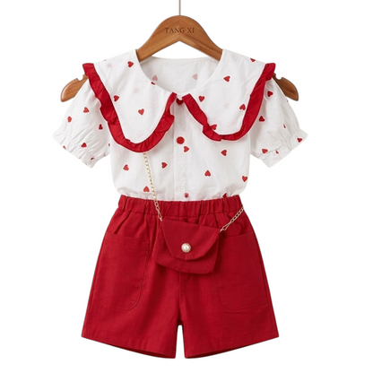 Sweetheart Red & White 2-Piece Outfit with Mini Purse