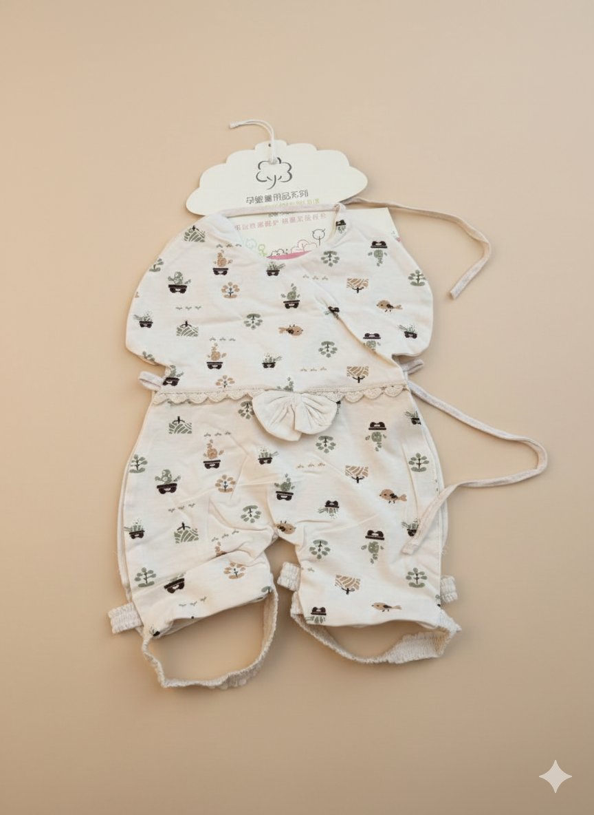 Cute Tie-Up Baby Bib Suit