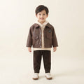 Cozy Faux-Leather Jacket & Corduroy Pants 2-Piece Set