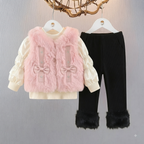 🎀 Pink Faux Fur Vest & Corduroy Winter Set