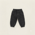Toddler Black Denim Jacket and Cargo Joggers Set