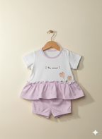 Sweet Petal Printed Ruffle Co-ord Set Lilac