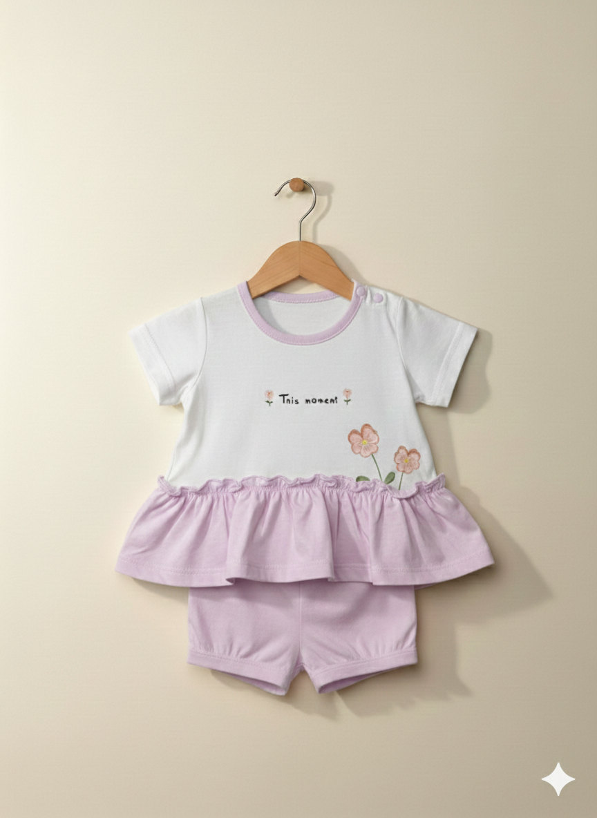 Sweet Petal Printed Ruffle Co-ord Set Lilac