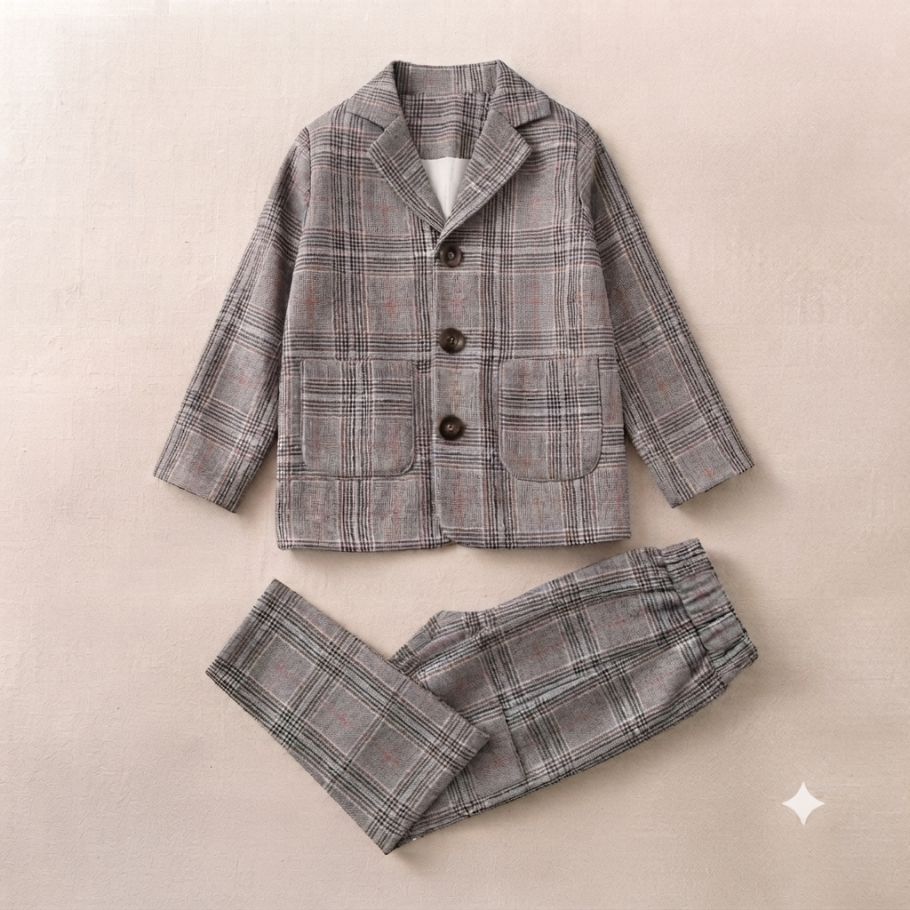 Classic Plaid Unisex Blazer & Trouser Set