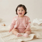 Pastel Pink Confetti Knit Heart Cardigan & Romper Set