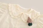 Baby Girl Knit Vest Blouse Corduroy Pants Outfit Set-Beige