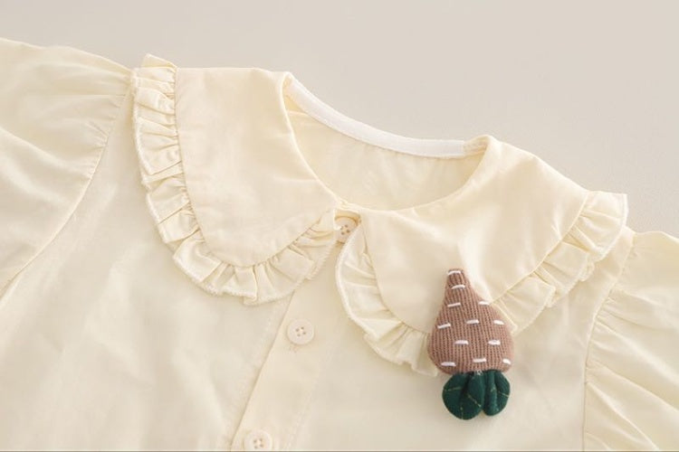 Baby Girl Knit Vest Blouse Corduroy Pants Outfit Set-Beige
