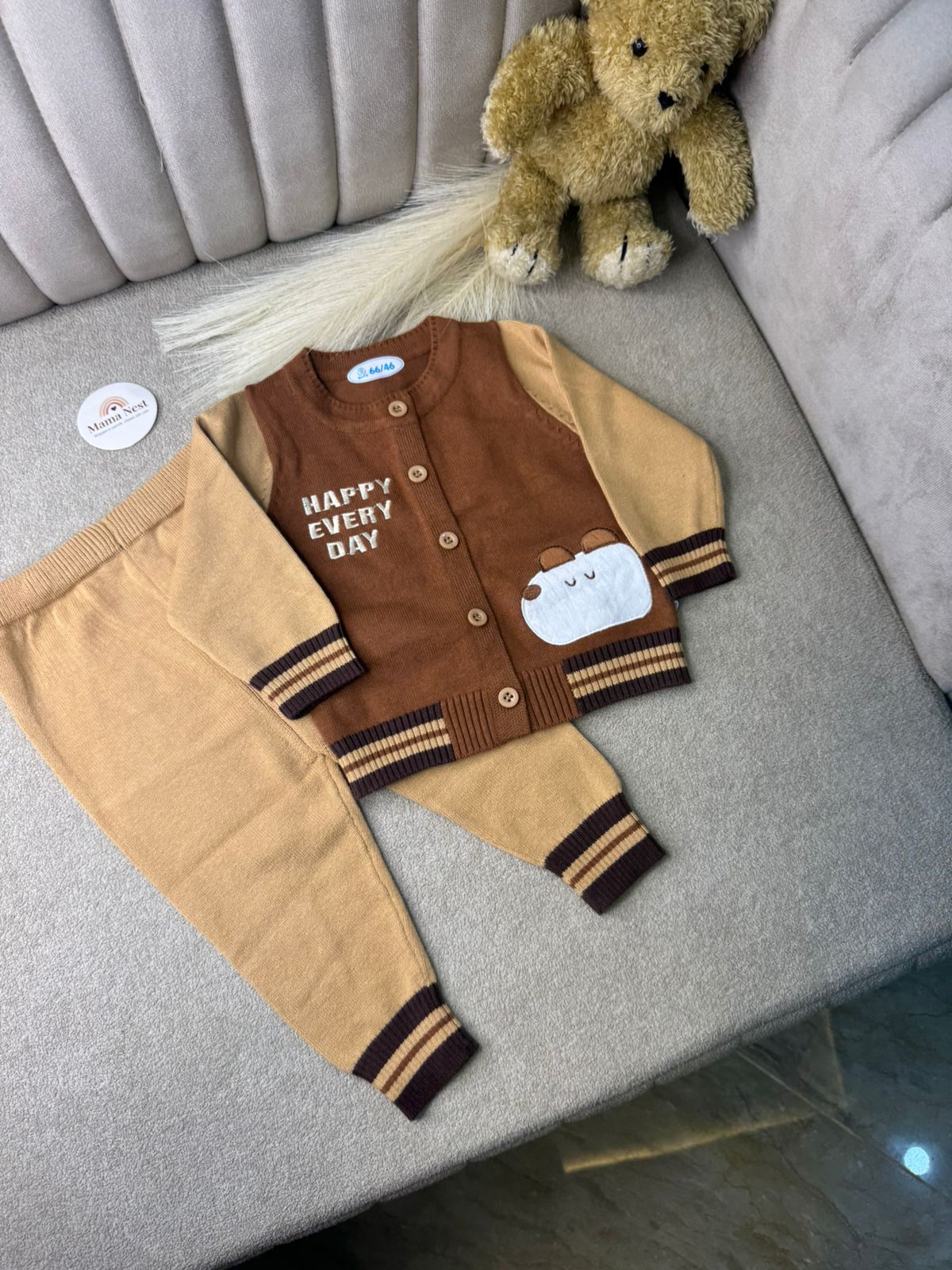Happy Bear Button Knit Set