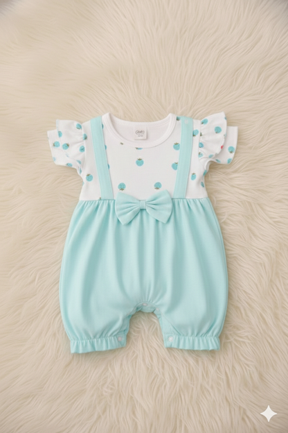 Sweet Strawberry Bow Romper with hairband