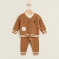 Classic Preppy Knit Cardigan-Brown