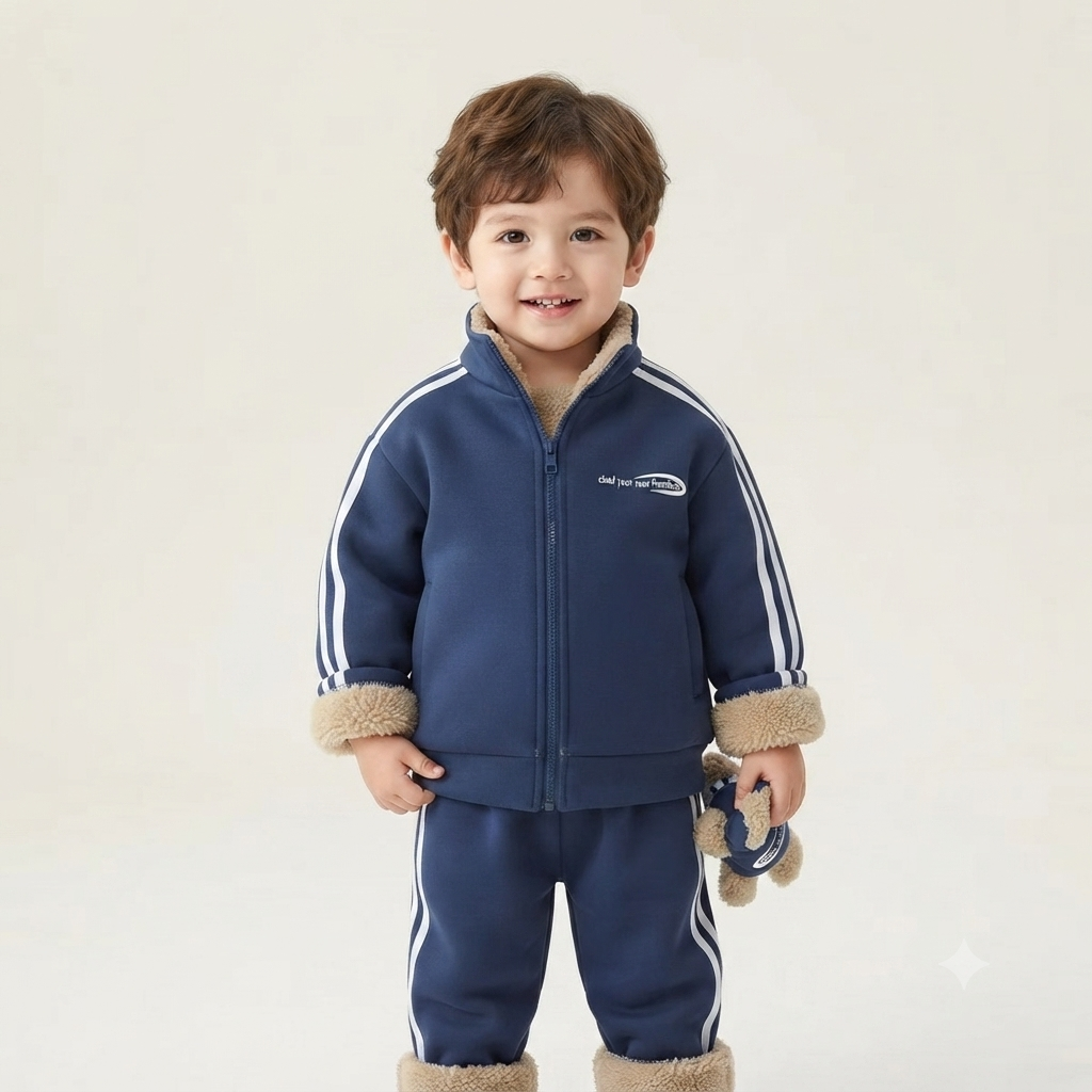 Little Athlete Navy Teddy Fleece Winter Set