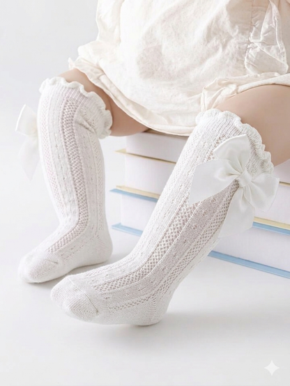 Satin Bow Princess Knee Socks