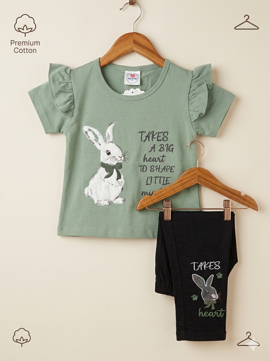 Bunny Heart Fur Embroidered Co-Ord Set
