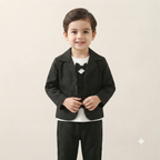Little Gentleman Plaid Suit & Vest Birthday Outfit-Black