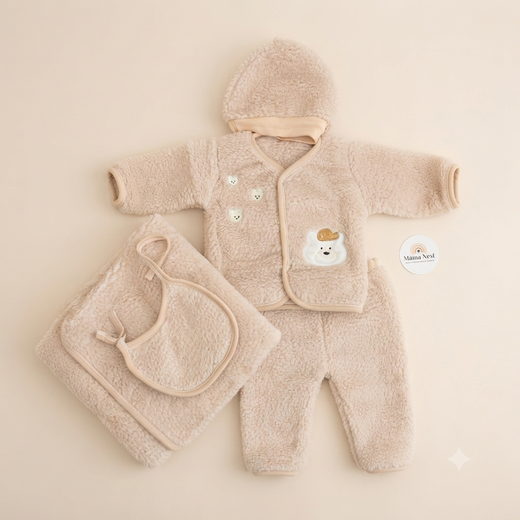 Cozy Bear 5-Piece Sherpa Newborn Set