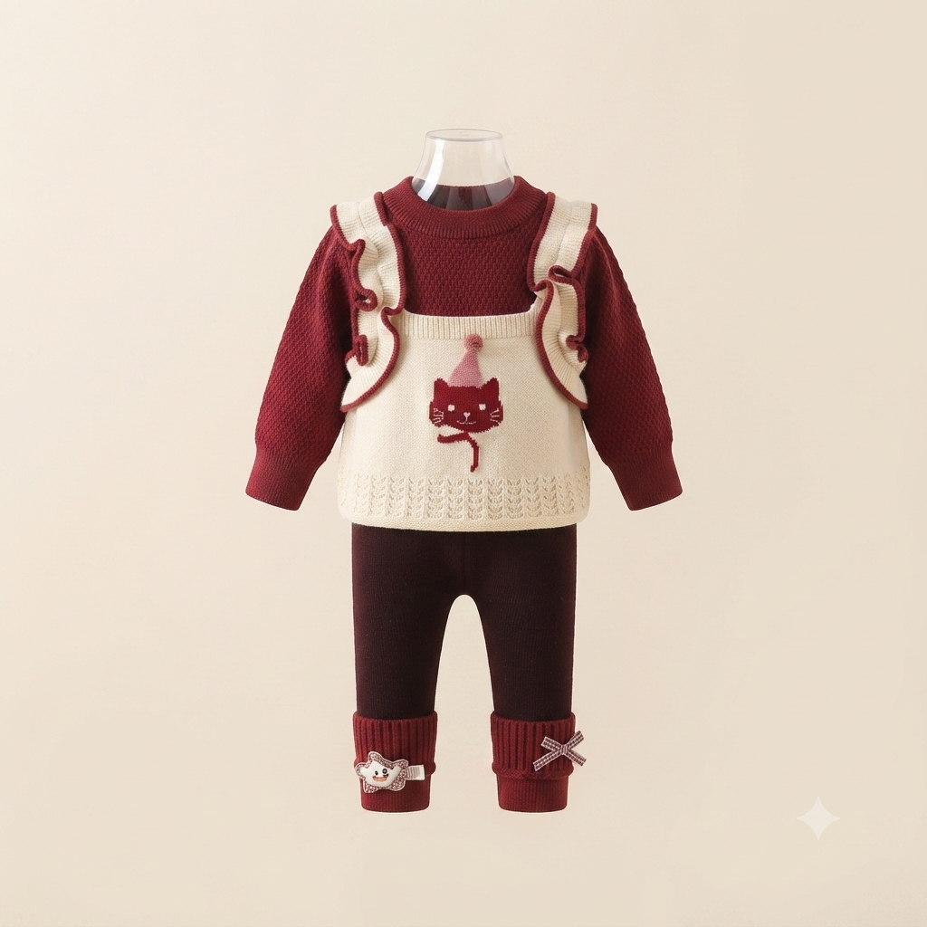 Little Whispers Knit Set Maroon