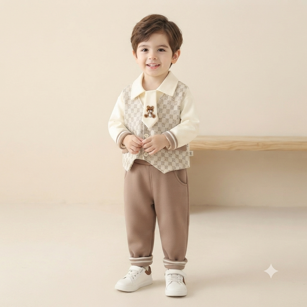 Gentleman Geometric Vest and Pants Set – Tea Pink