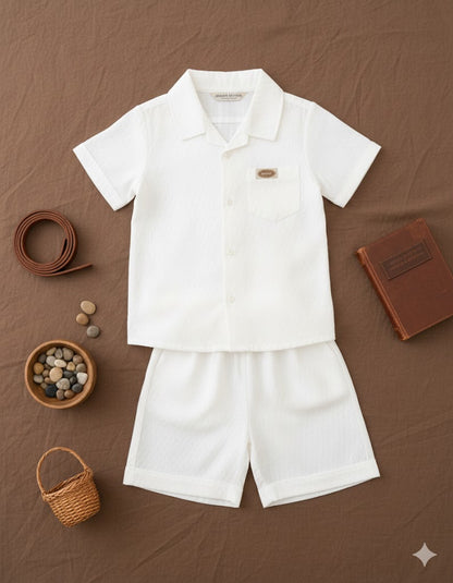 Classic Noir Shirt & Shorts Set for Boys