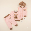 Girls' 3-Piece Fleece-Lined Velvet Teddy Set
