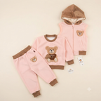 Girls' 3-Piece Fleece-Lined Velvet Teddy Set