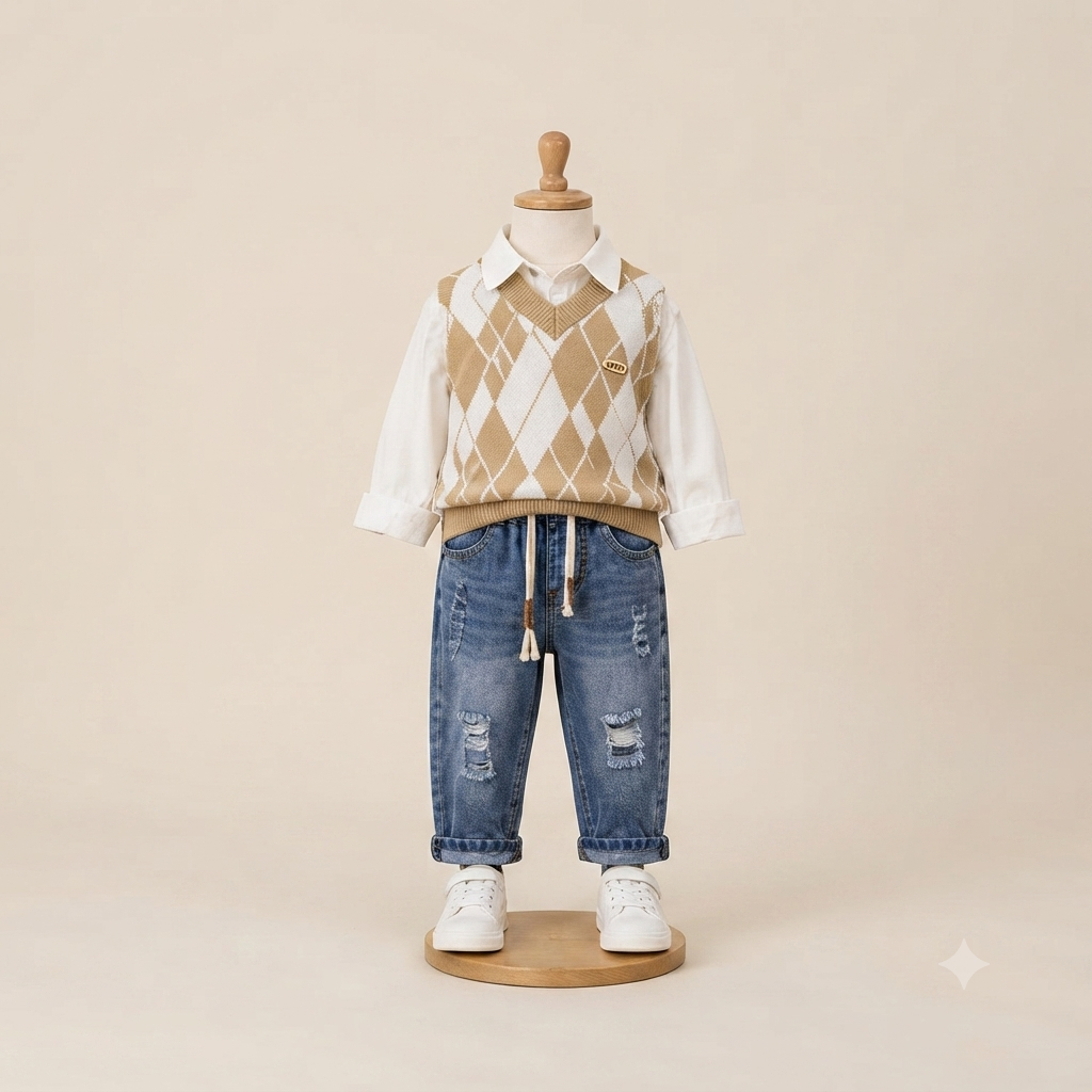 Textured Vest & Jean Combo