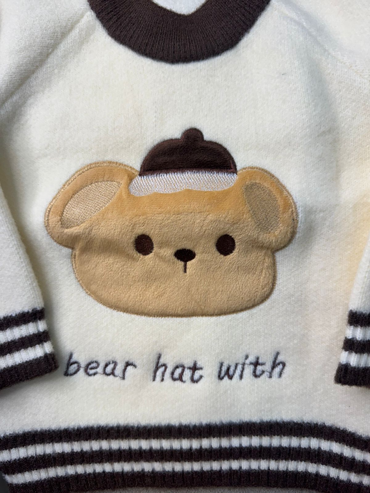 ☕ Bear Hug Knit Sweater — Cream Latte