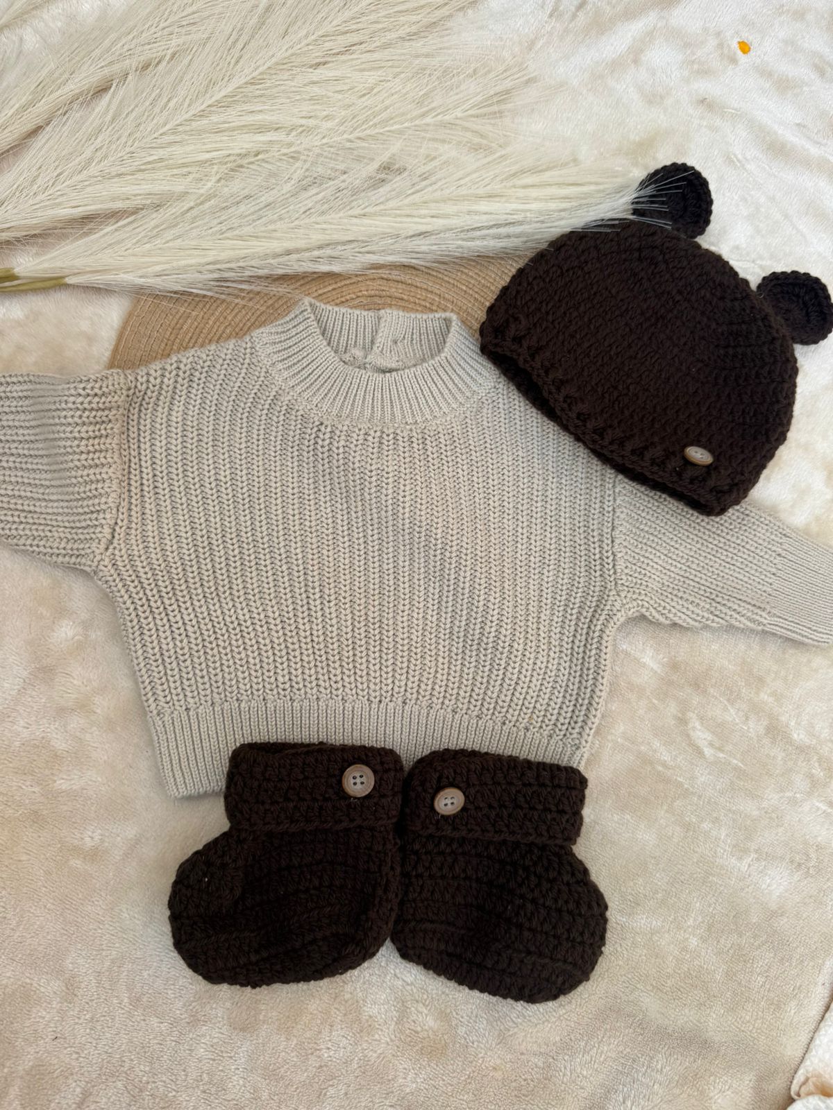 Handmade Crochet Booties & Cap Set – 0 to 9 Months