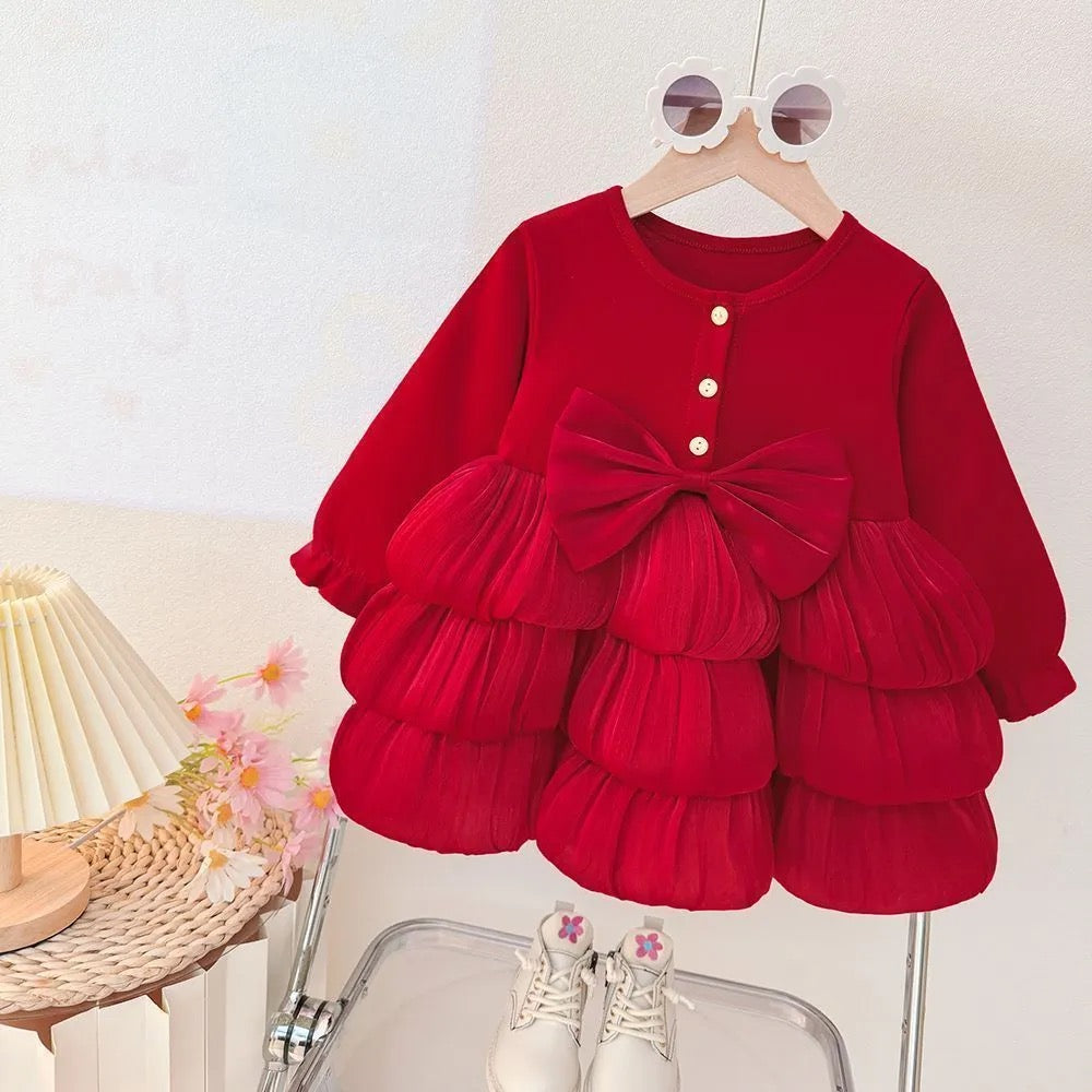 Festive Red Velour Bodice and Tiered Tutu Frock (Set of 2 Styles)