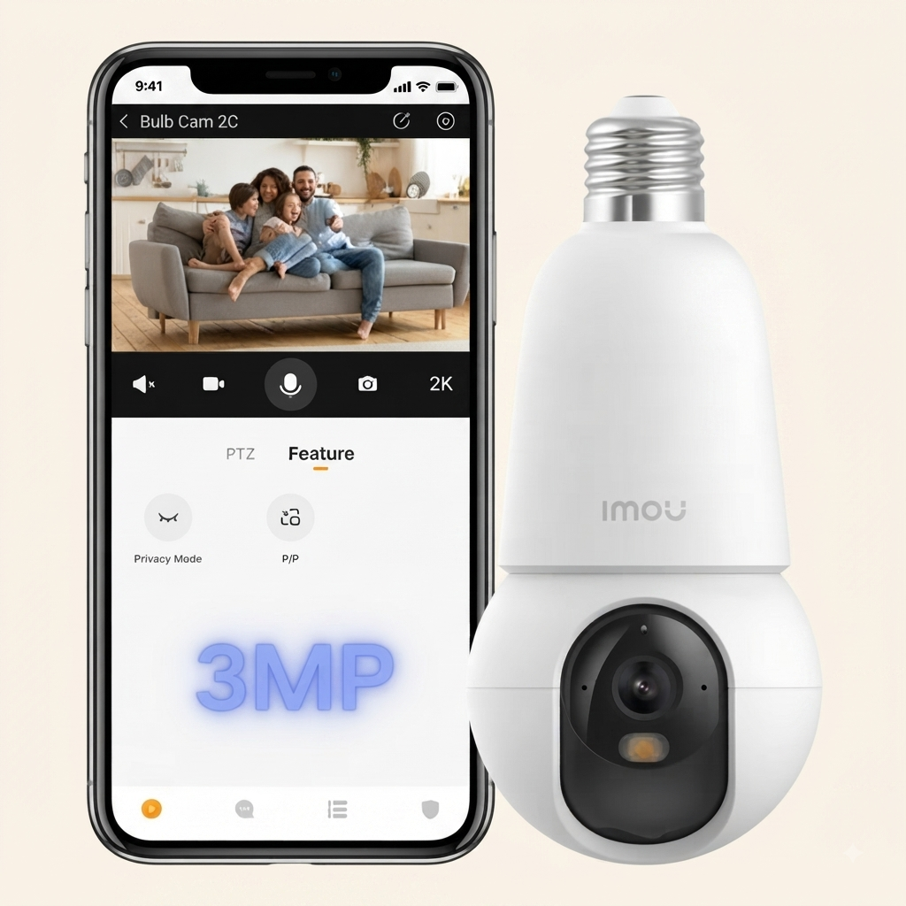IMOU Bulb Cam 2C – 2K Baby Monitor Camera | 1-Year Warranty
