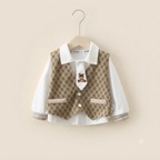 Gentleman Geometric Vest and Pants Set – Light Beige