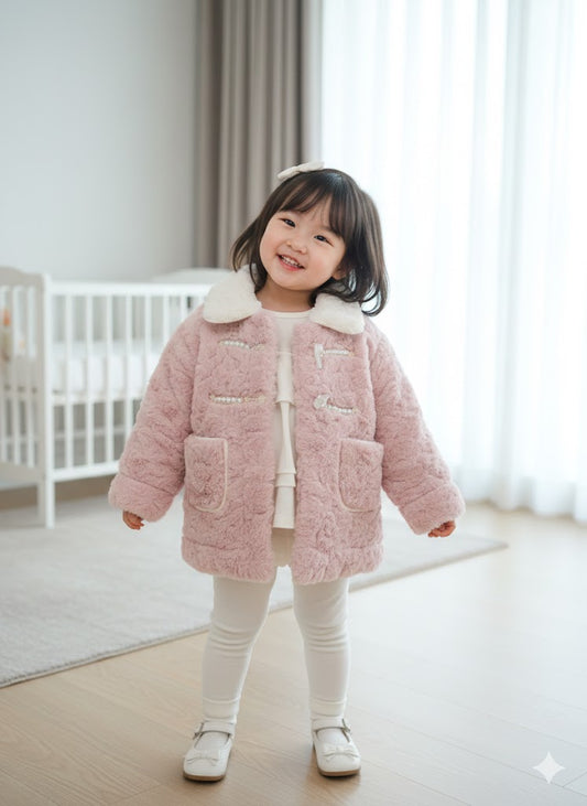 Luxury Pearl Fur Baby Coat – Blush Pink