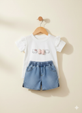 Kitty Charm Denim Co-ord Set White