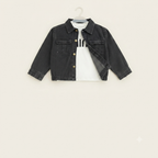 Toddler Black Denim Jacket and Cargo Joggers Set