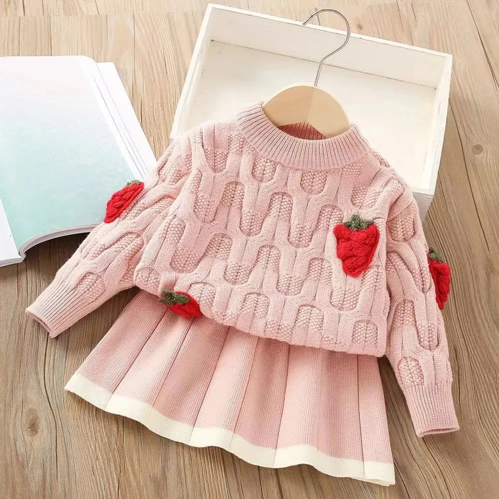 Strawberry Garden Knit Dress Set 🍓🎀