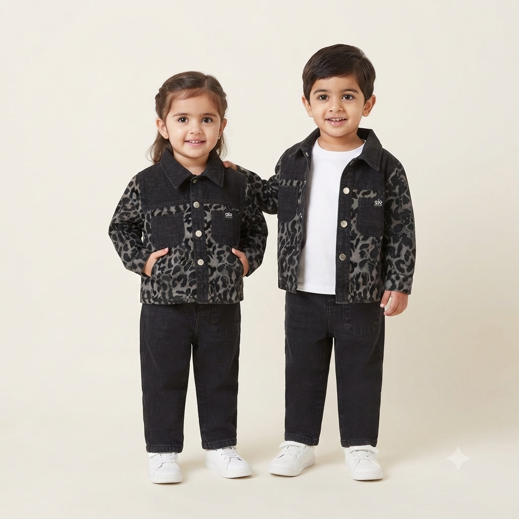 Rebel Leopard Denim Set Unisex-3pc