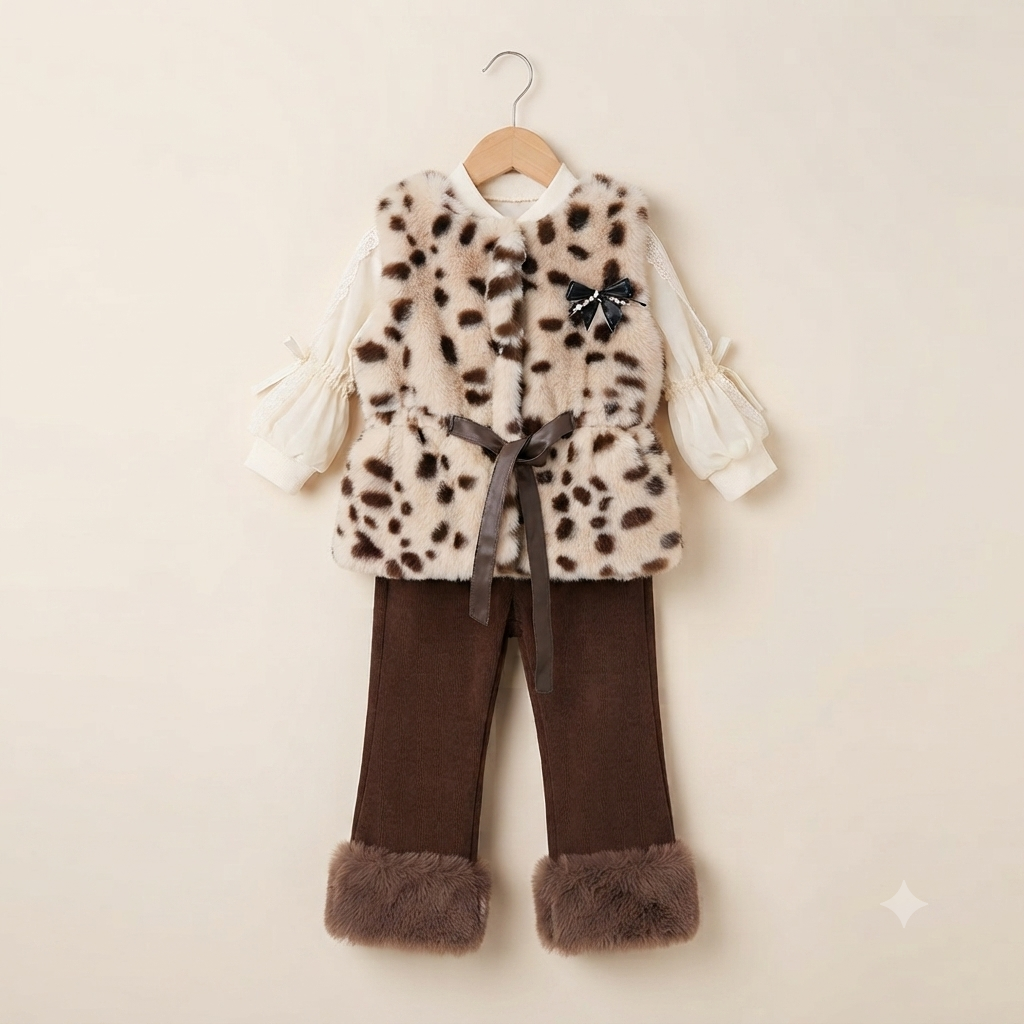 Snow Leopard Luxe Faux Fur 3-Piece Winter Set