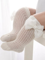 Sweet Bow-Accented Ribbed Baby Socks