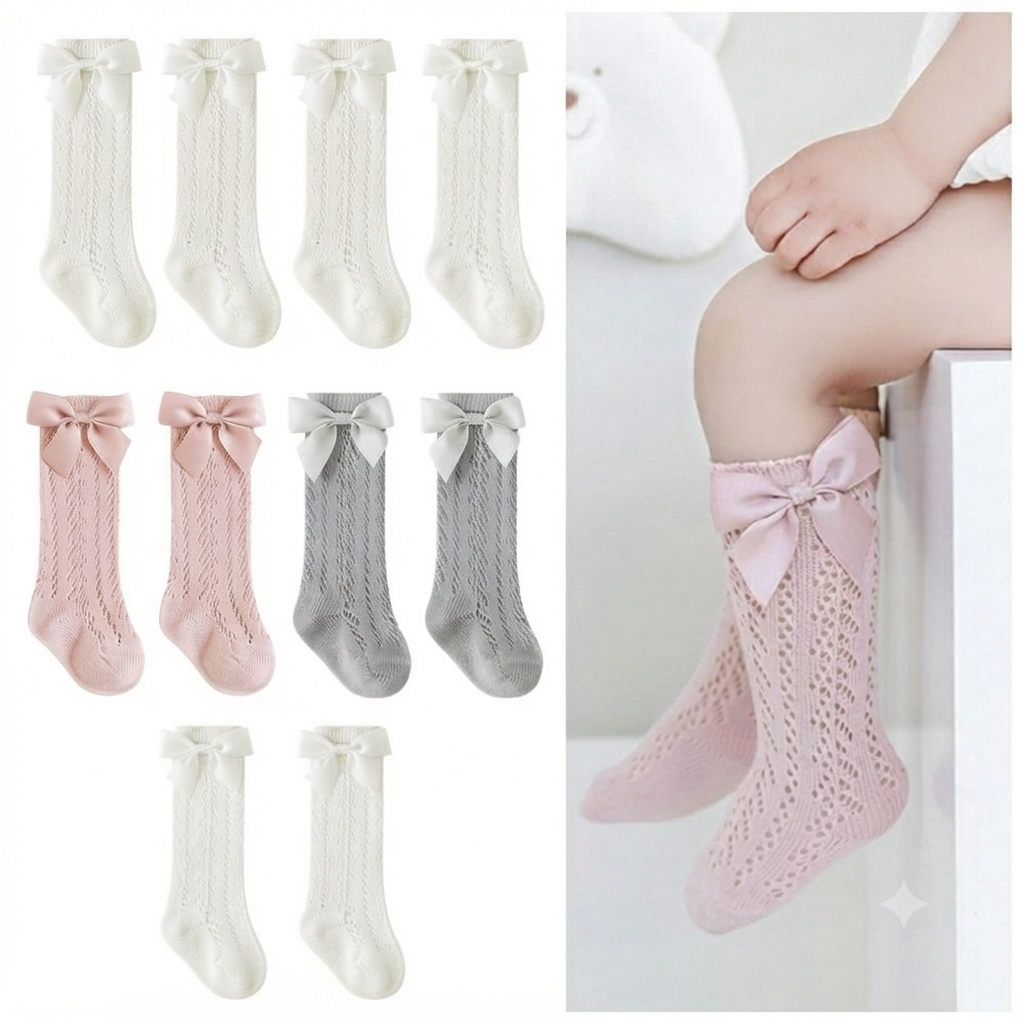 Baby Girl Bow Socks | Toddler Cotton Stockings