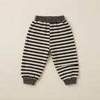 Cool Fleece Sweatshirt & Striped Trousers Set- Charcoal Grey