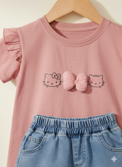 Kitty Charm Denim Co-ord Set
