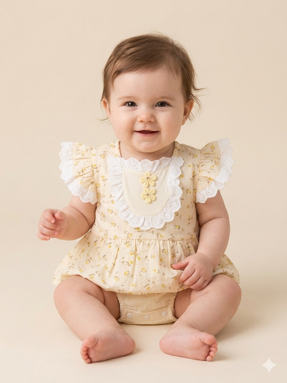 Regal Blossom Floral Romper Set