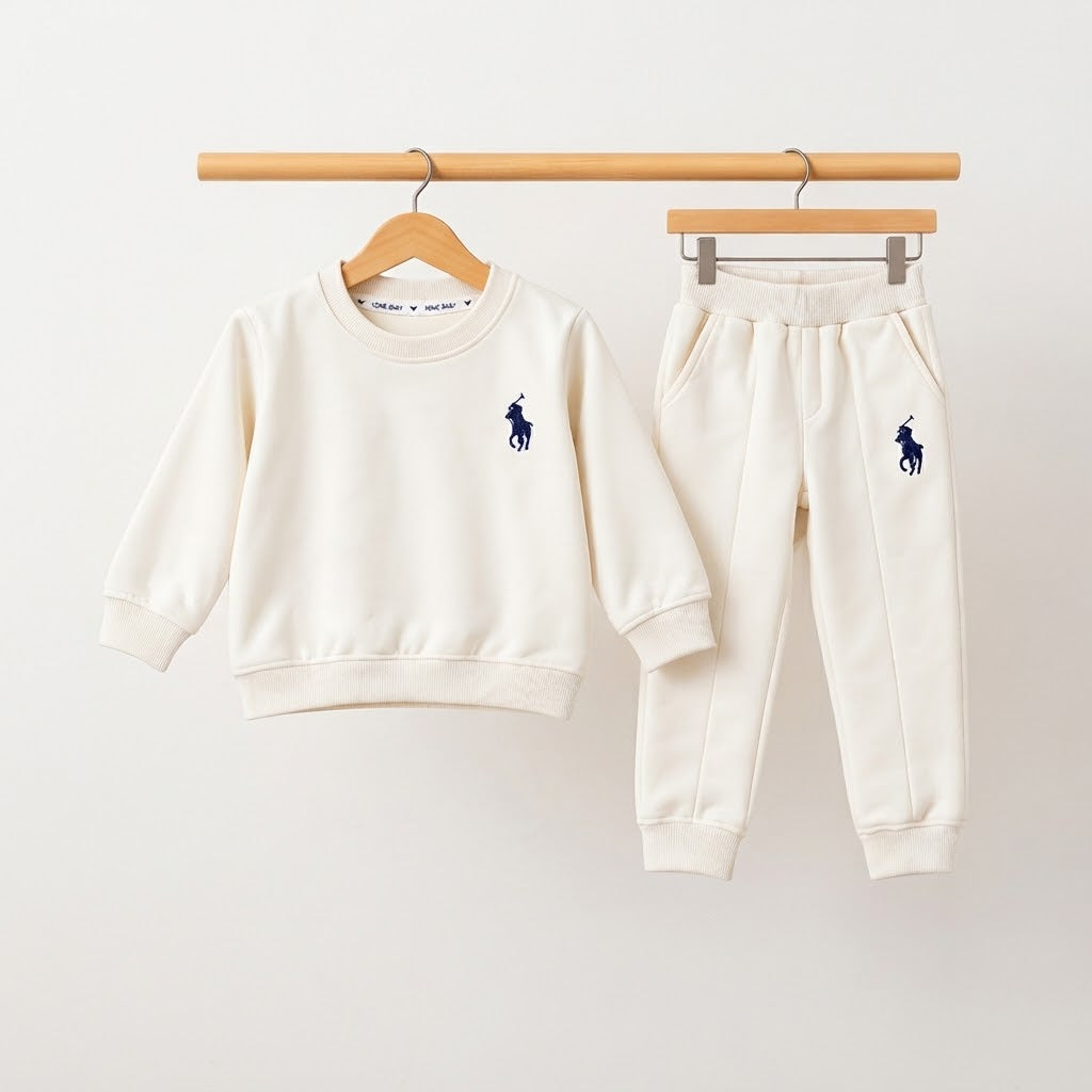 Toddler Boy Classic Fleece Sweatshirt and Jogger Pants Set-White