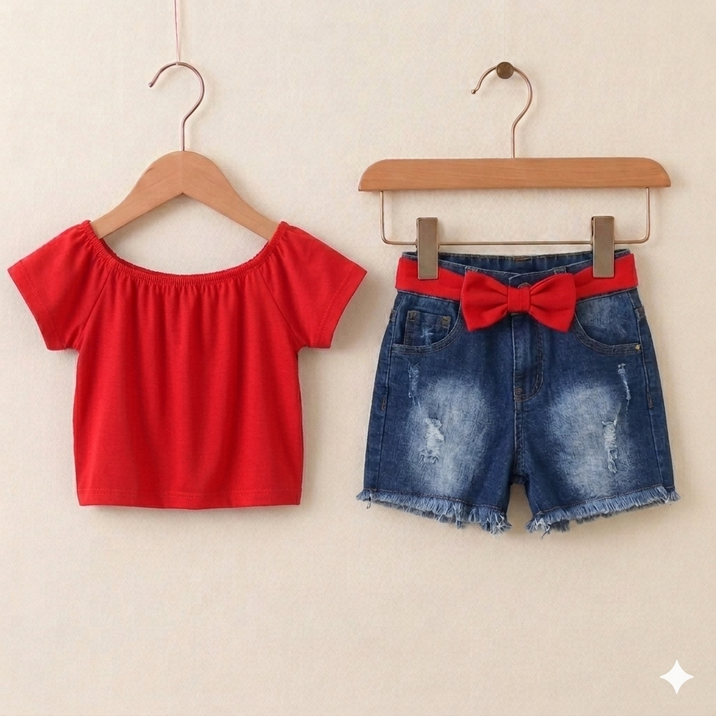 Cherry Charm Denim Set