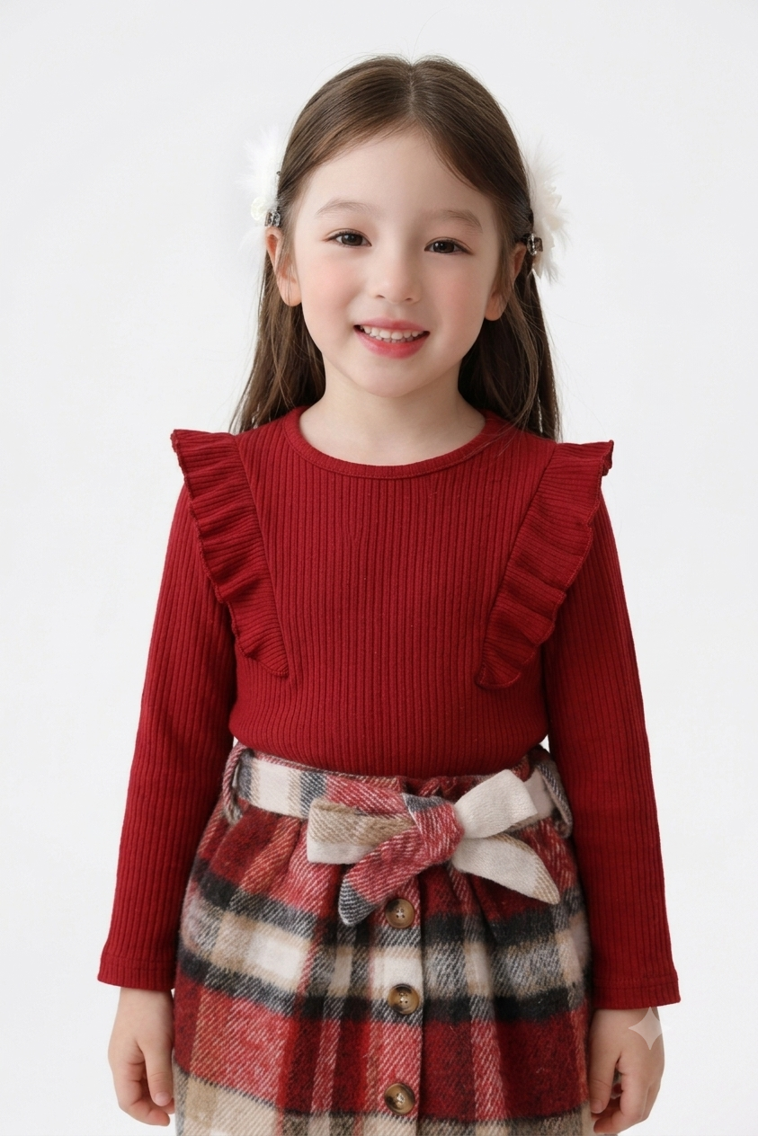 Ruby Plaid Ruffle Dress