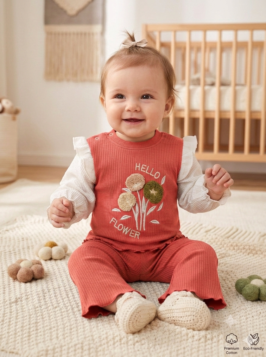 Hello Flower Ribbed Set