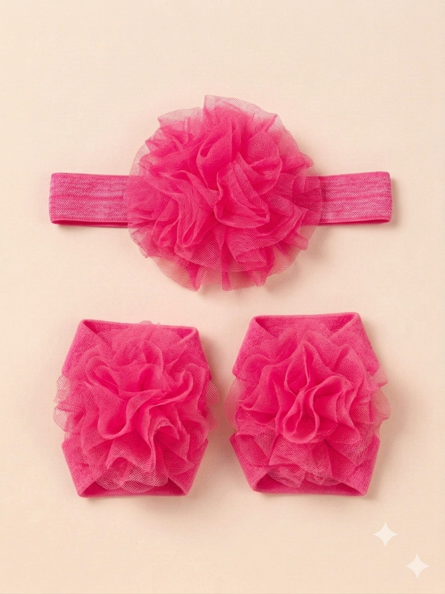 Bright Pink headband & Barefoot Set